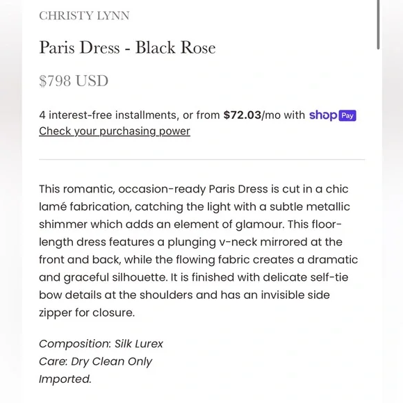 Christy Lynn Paris dress in Black Rose